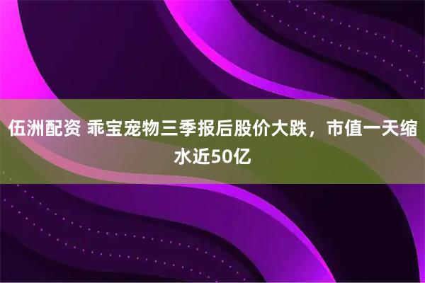 伍洲配资 乖宝宠物三季报后股价大跌，市值一天缩水近50亿